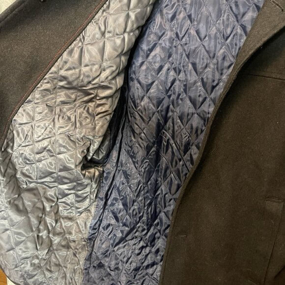 Tommy Hilfiger Men Wool Bland Quilted Lining Car Coat Jacket 2XL Black Overcoat - Picture 7 of 13